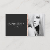 Modern zwart toze goud lovertje salon foto visitek visitekaartje (Voorkant)