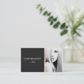 Modern zwart toze goud lovertje salon foto visitek visitekaartje (Staand voorkant)