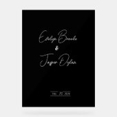 Modern zwart trouwacryl bord (Voorkant)