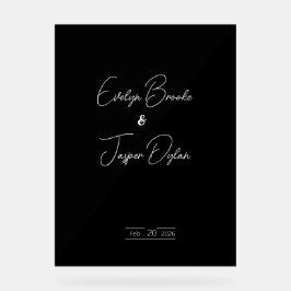 Modern zwart trouwacryl bord