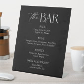 Modern zwart trouwbar menu reclamebord met voetstuk (Insitu)