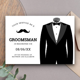 Modern Zwart Tuxedo Groomsman Aanvraag Kaart