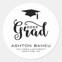 Modern zwart typografie-Afstuderen Ronde Sticker