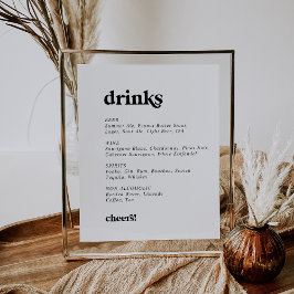 Modern zwart typografie huwelijksdranken menukaart poster