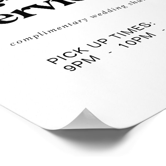 Modern zwart typografie Shuttle Service teken Poster (Hoek)