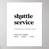Modern zwart typografie Shuttle Service teken Poster (Voorkant)