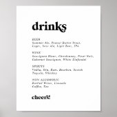 Modern Zwart Typografie Trouw Drankjes Menu Bord Poster (Voorkant)