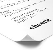 Modern Zwart Typografisch Huwelijksdranken Menu Bo Poster (Hoek)