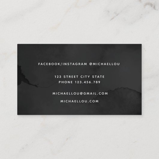 Modern zwart, uniek Visitekaartje (Achterkant)