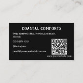 Modern Zwart Vakantiehuis QR code Visitekaartje (Achterkant)