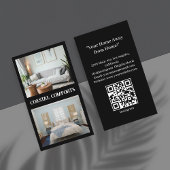 Modern Zwart Vakantiehuis QR code Visitekaartje