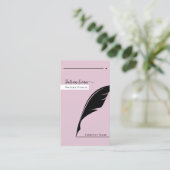 Modern Zwart veer roze Notaris Public Qr code Visitekaartje (Staand voorkant)