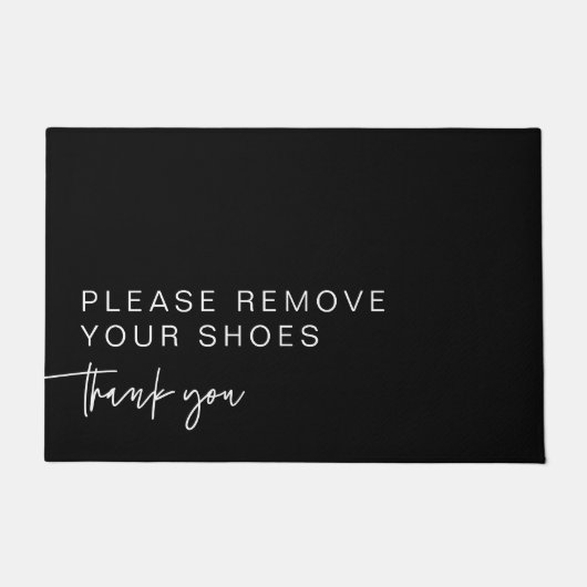 Modern Zwart Verwijder alsjeblieft je schoenen Deurmat (Voorkant)