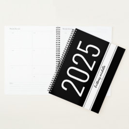 Modern zwart vet eenvoudige streep gepersonaliseer planner