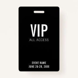Modern Zwart VIP Alle Toegang QR Code Event Badge
