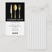 modern zwart visitekaartje in catering (Voorkant / Achterkant)