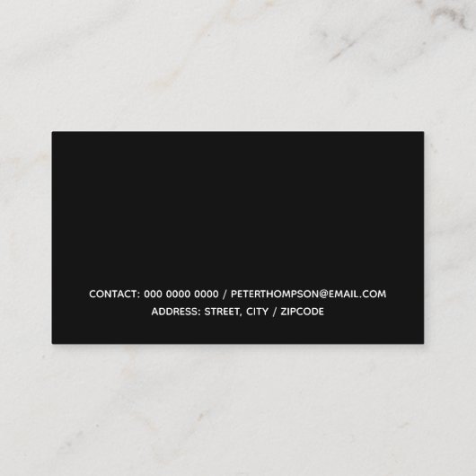 Modern zwart visitekaartje met dunne blauwe lijn (Achterkant)