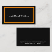 Modern zwart visitekaartje met dunne oranje lijn (Voorkant / Achterkant)