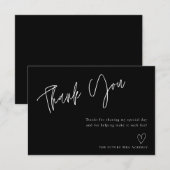 Modern zwart Vrijgezellenfeest - Hartelijk dank Bedankkaart (Voorkant / Achterkant)