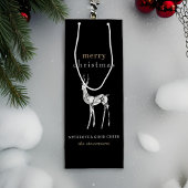 Modern Zwart Vrolijk Kerstkristal Rendier Wijn Cadeautas