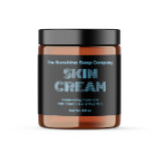 Modern Zwart w Blauw Grijs Tekst Cosmetica Jar Lab Waterfles Etiket