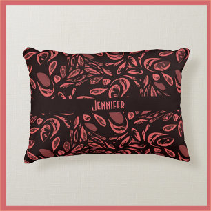 Modern zwart, warm rood traandruppelpatroon accent kussen