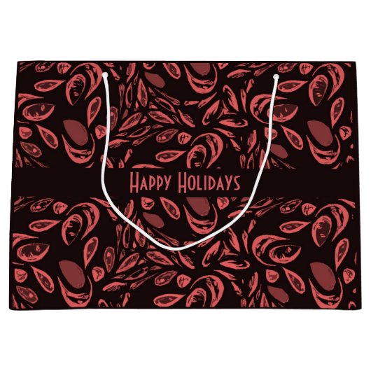 Modern zwart, warm rood traandruppelpatroon groot cadeauzakje (Voorkant)