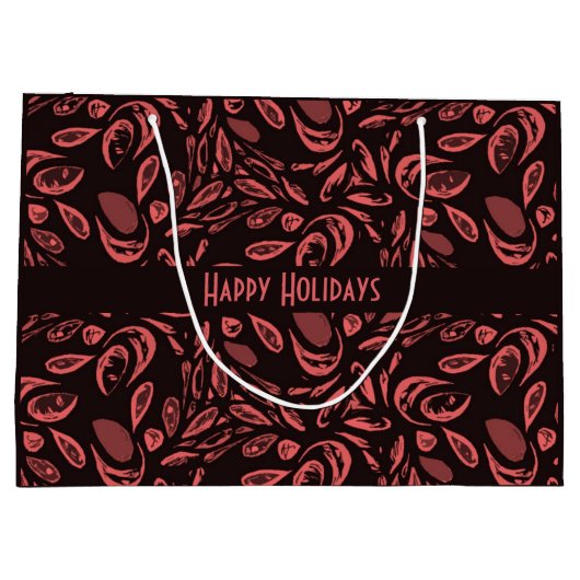 Modern zwart, warm rood traandruppelpatroon groot cadeauzakje (Achterkant)