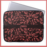 Modern zwart, warm rood traandruppelpatroon laptop sleeve<br><div class="desc">Modern zwart en warm rood traandruppelpatroon.</div>