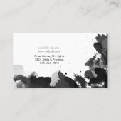 Modern Zwart Waterverf Abstract Elegant Cool Visitekaartje (Achterkant)