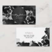 Modern Zwart Waterverf Abstract Elegant Cool Visitekaartje (Voorkant / Achterkant)
