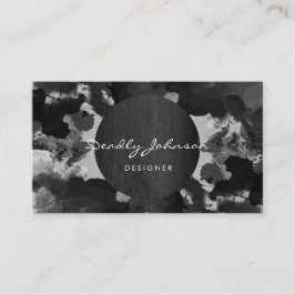 Modern Zwart Waterverf Abstract Elegant Cool Visitekaartje