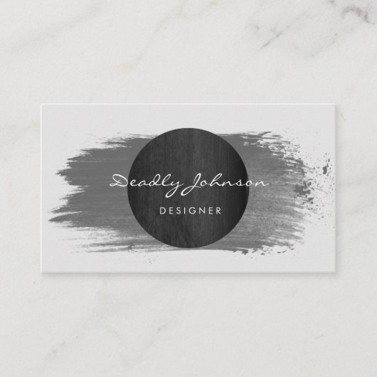 Modern Zwart Waterverf Abstract Elegant Cool Visitekaartje (Voorkant)