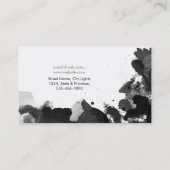 Modern Zwart Waterverf Abstract Elegant Cool Visitekaartje (Achterkant)