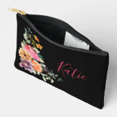 Modern zwart Waterverf bloemenschrift Monogram Etui (Open)