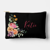 Modern zwart Waterverf bloemenschrift Monogram Etui (Voorkant)