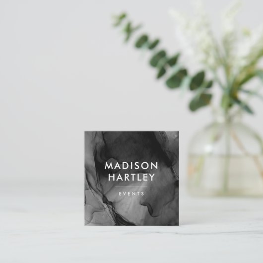 Modern zwart Waterverf vierkant Visitekaartje (Staand voorkant)