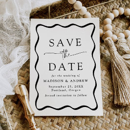 Modern Zwart Wavy Lijst bruiloft Save The Date