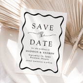 Modern Zwart Wavy Lijst bruiloft Save The Date