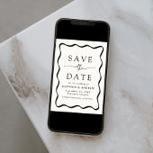 Modern Zwart Wavy Lijst bruiloft Save The Date
