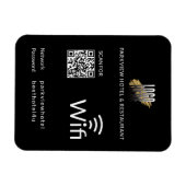 Modern Zwart Wifi QR Code en Business Logo Magneet (Horizontaal)