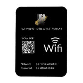 Modern Zwart Wifi QR Code en Business Logo Magneet (Verticaal)