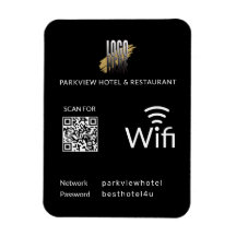 Modern Zwart Wifi QR Code en Business Logo