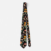 Modern zwart Wildflower Waterverf Pattern Stropdas (Voorkant)