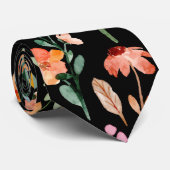 Modern zwart Wildflower Waterverf Pattern Stropdas (Opgerold)