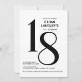 Modern zwart-wit 18e verjaardagsfeest kaart (Voorkant)