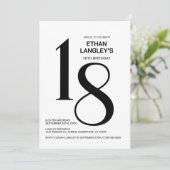 Modern zwart-wit 18e verjaardagsfeest kaart (Staand voorkant)