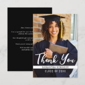 Modern zwart-wit 2025 Afstuderen Foto Bedankkaart (Voorkant / Achterkant)