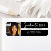 Modern zwart-wit 2025 Afstuderen Foto Etiket (Insitu)
