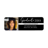 Modern zwart-wit 2025 Afstuderen Foto Etiket (Voorkant)